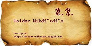 Molder Nikétás névjegykártya